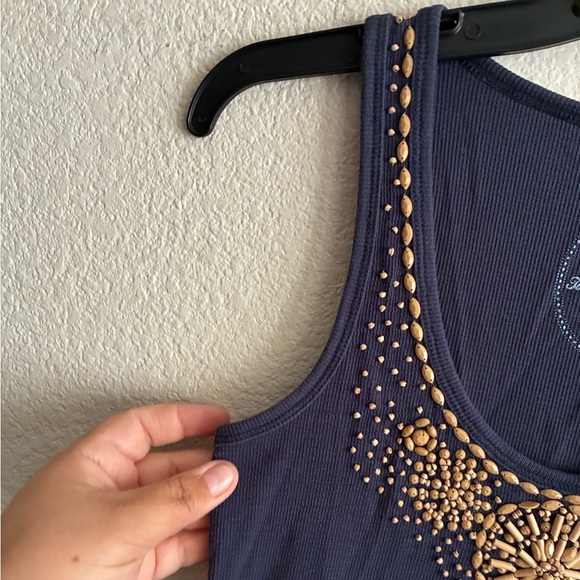 Tommy Bahama Navy Tank Top with Beaded Accents XS - Picture 4 of 10
